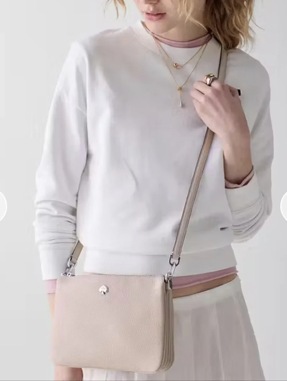 kate spade Blush Leather Triple Compartment Crossbody Bag